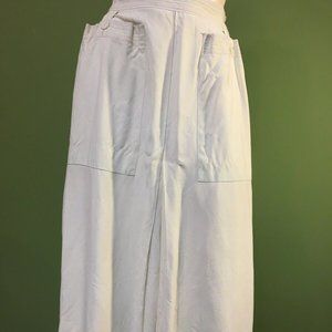 Cream Skirt W/ Rainbow Stitching Wmns Vtg k187